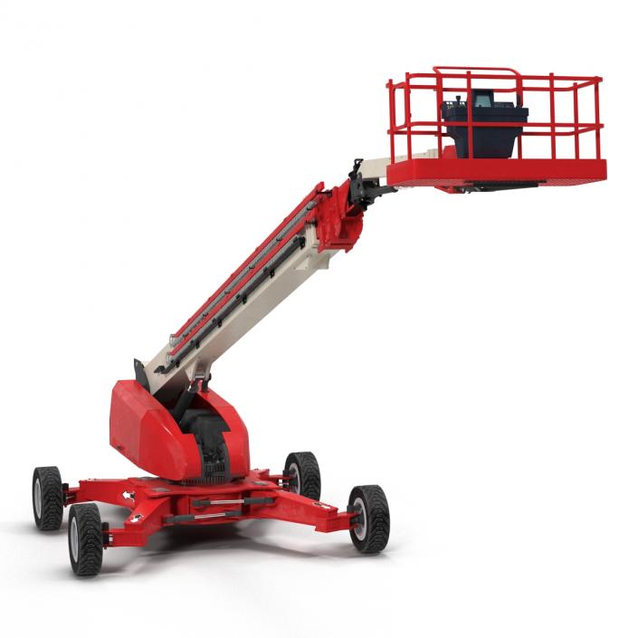 3D Telescopic Boom Lift Generic 4 Red Rigged