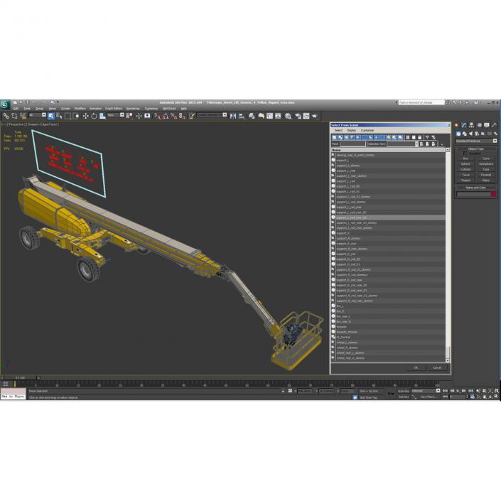 Telescopic Boom Lift Generic 4 Yellow Rigged 3D model