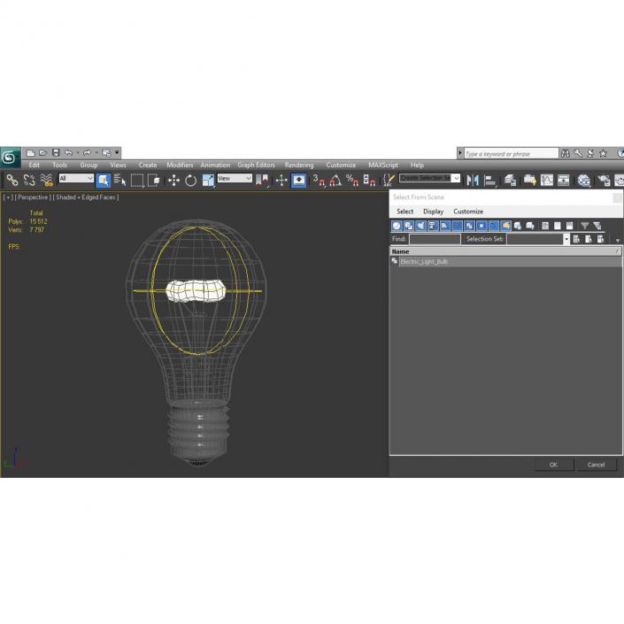 3D Electric Light Bulb Illuminated