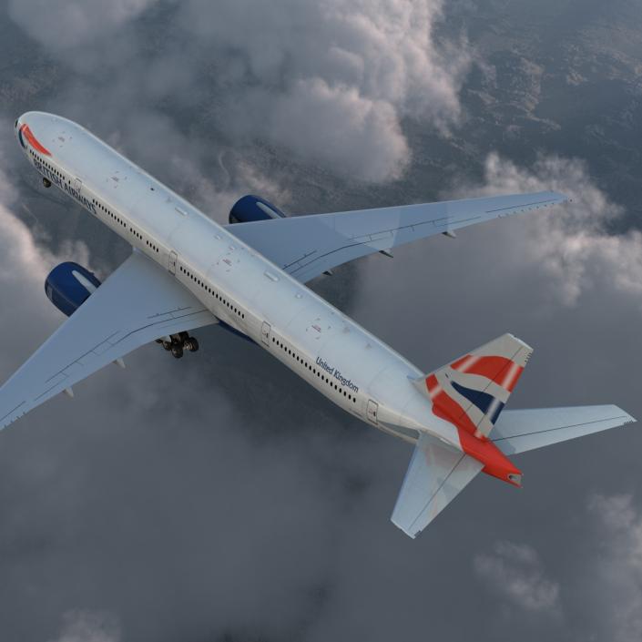 Boeing 777-300 British Airways Rigged 3D