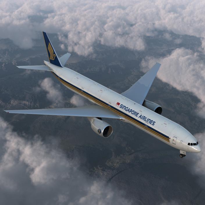 3D model Boeing 777-300 Singapore Airlines Rigged