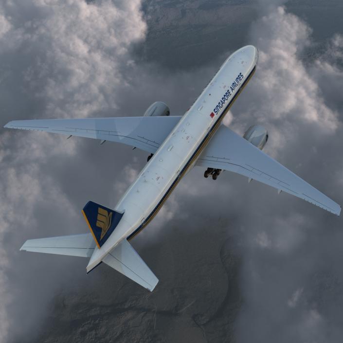 3D model Boeing 777-300 Singapore Airlines Rigged