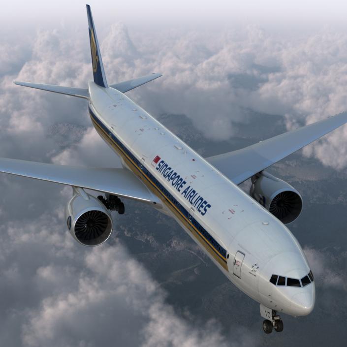 3D model Boeing 777-300 Singapore Airlines Rigged