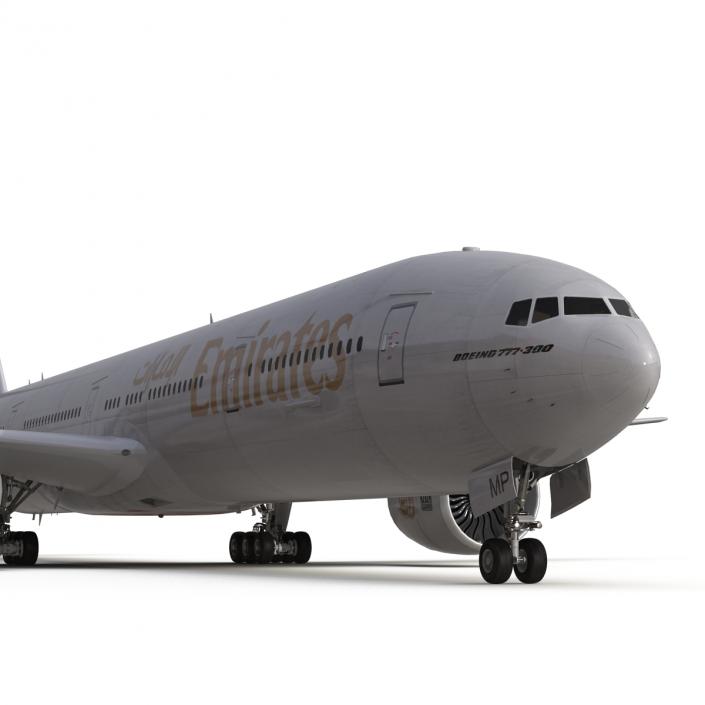 Boeing 777-300 Emirates Airlines Rigged 3D model