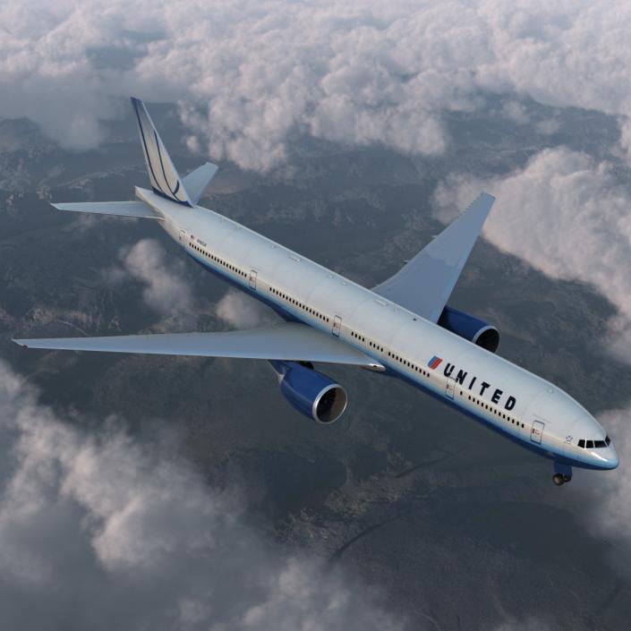 3D model Boeing 777-300 United Airlines