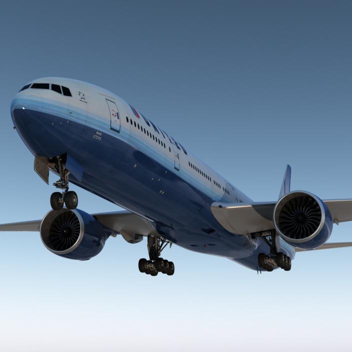 3D model Boeing 777-300 United Airlines