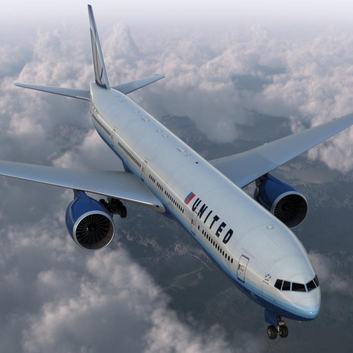 3D model Boeing 777-300 United Airlines