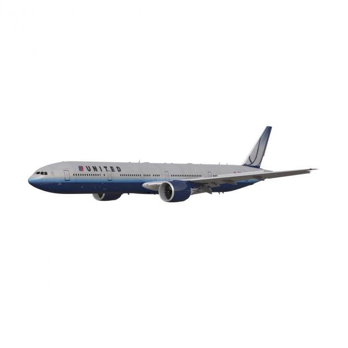 Boeing 777-300 United Airlines Rigged 3D