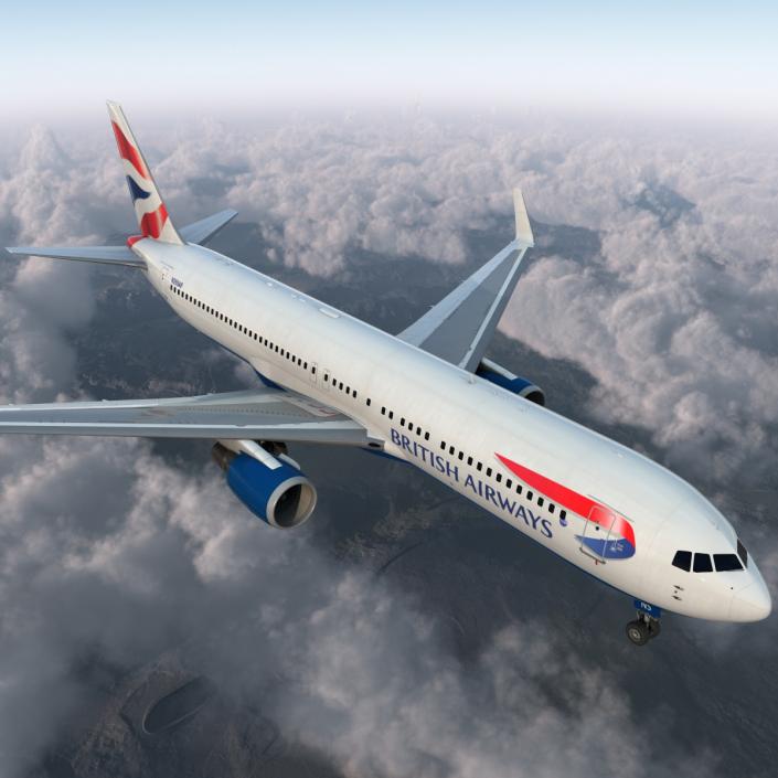 Boeing 767-300ER British Airways Rigged 3D model