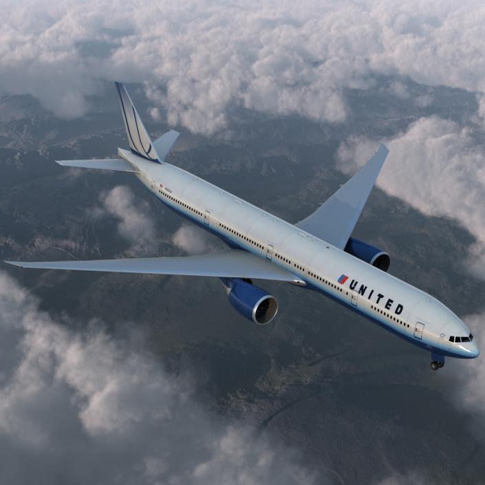 Boeing 777-300ER United Airlines Rigged 3D model