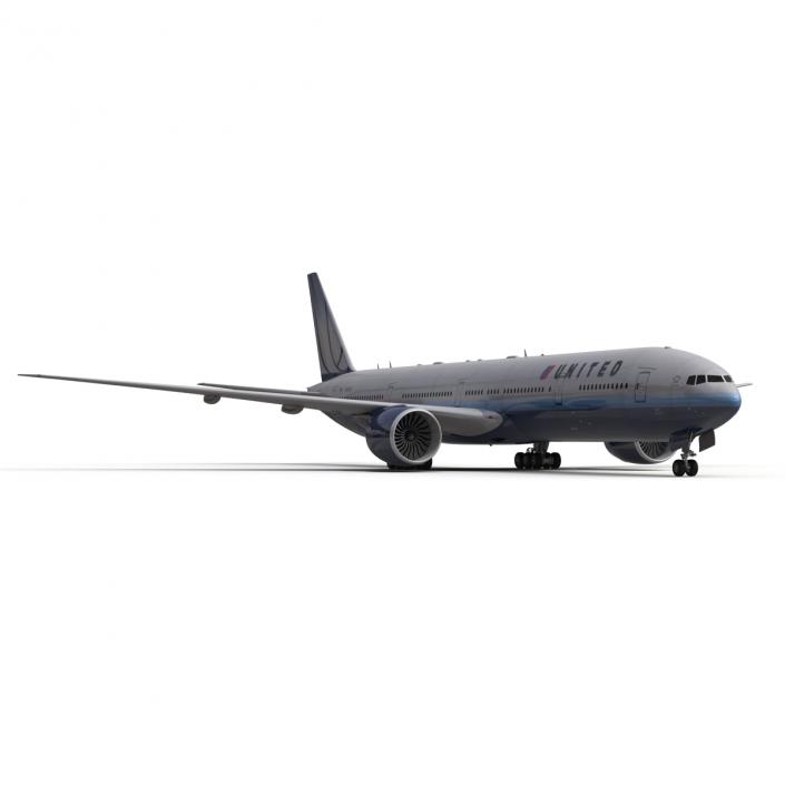 Boeing 777-300ER United Airlines Rigged 3D model