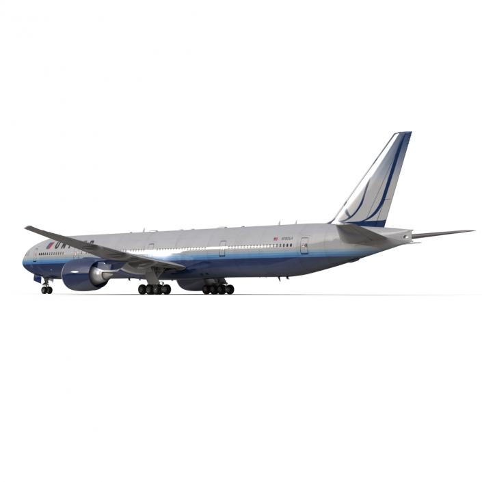 Boeing 777-300ER United Airlines Rigged 3D model