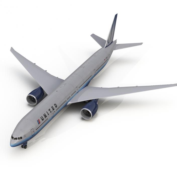 Boeing 777-300ER United Airlines Rigged 3D model