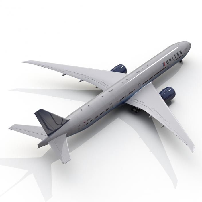 Boeing 777-300ER United Airlines Rigged 3D model