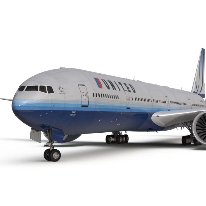 Boeing 777-300ER United Airlines Rigged 3D model