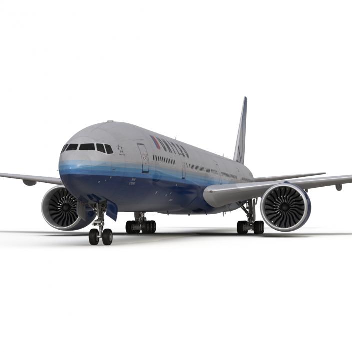 Boeing 777-300ER United Airlines Rigged 3D model