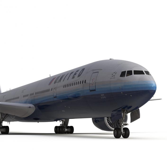 Boeing 777-300ER United Airlines Rigged 3D model