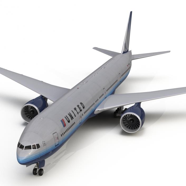 Boeing 777-300ER United Airlines Rigged 3D model