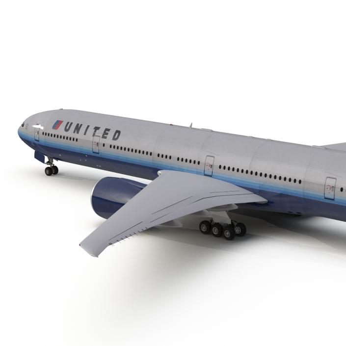 Boeing 777-300ER United Airlines Rigged 3D model