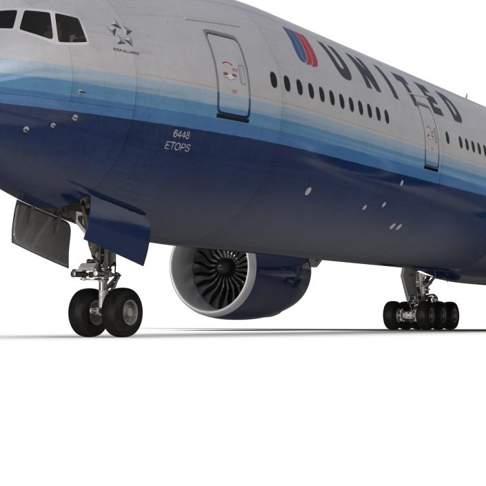 Boeing 777-300ER United Airlines Rigged 3D model