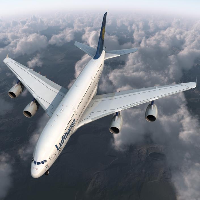 3D model Airbus A380-800 Lufthansa