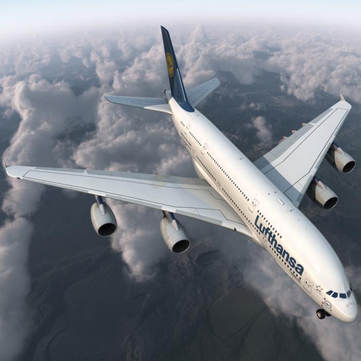 3D model Airbus A380-800 Lufthansa