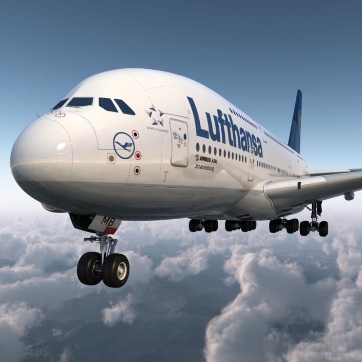 3D model Airbus A380-800 Lufthansa