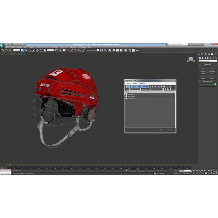 3D Hockey Helmet Detroit Red Wings