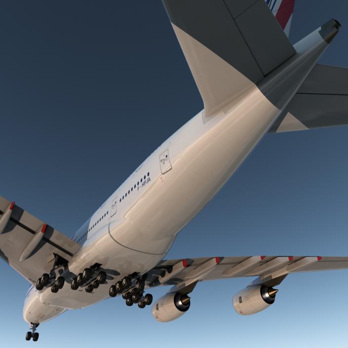 3D Airbus A380-800 Air France Rigged model