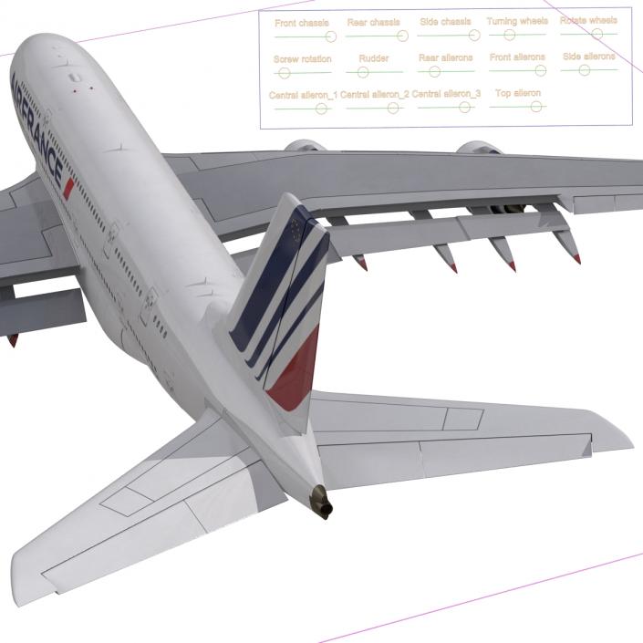 3D Airbus A380-800 Air France Rigged model