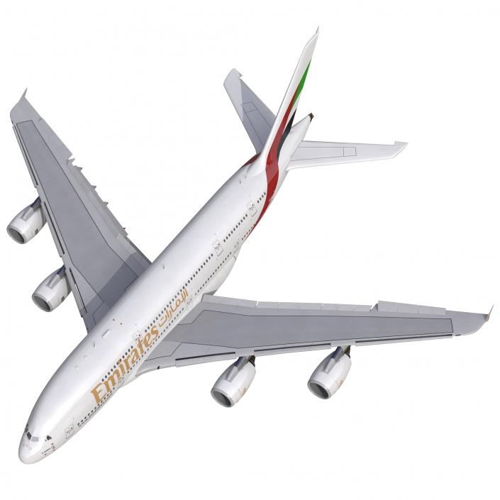 3D Airbus A380-800 Emirates Rigged