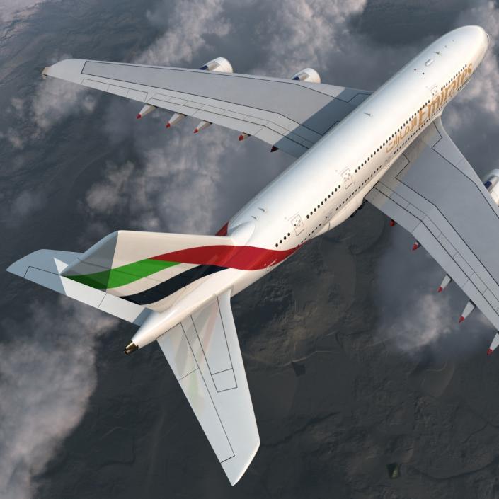 3D Airbus A380-800 Emirates Rigged