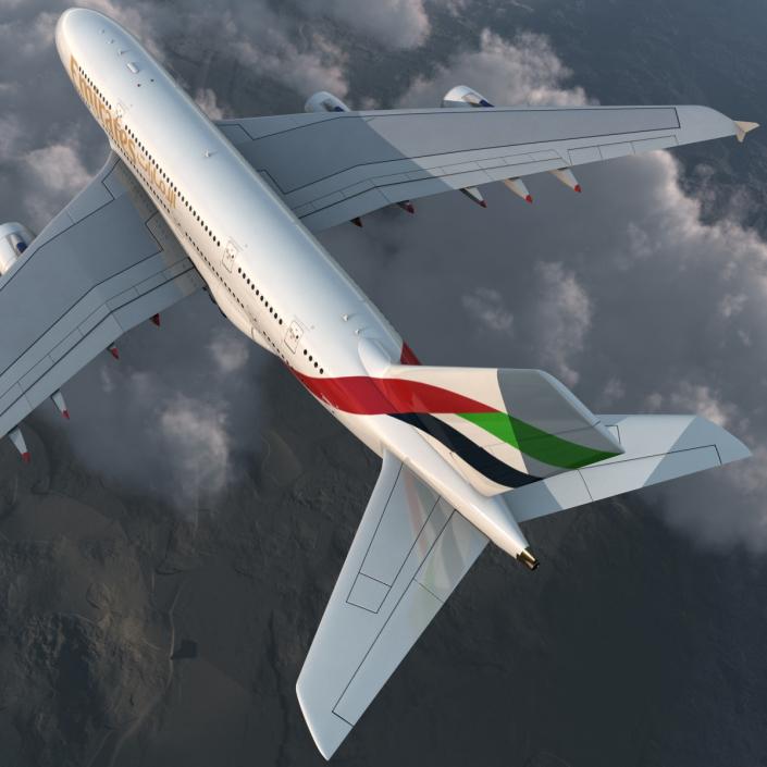 3D Airbus A380-800 Emirates Rigged