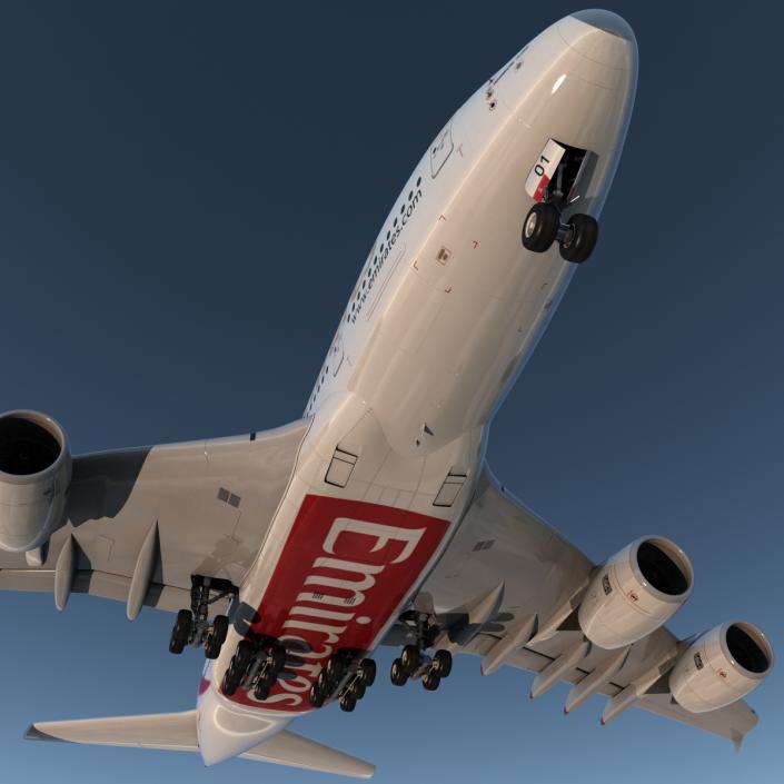 3D Airbus A380-800 Emirates Rigged