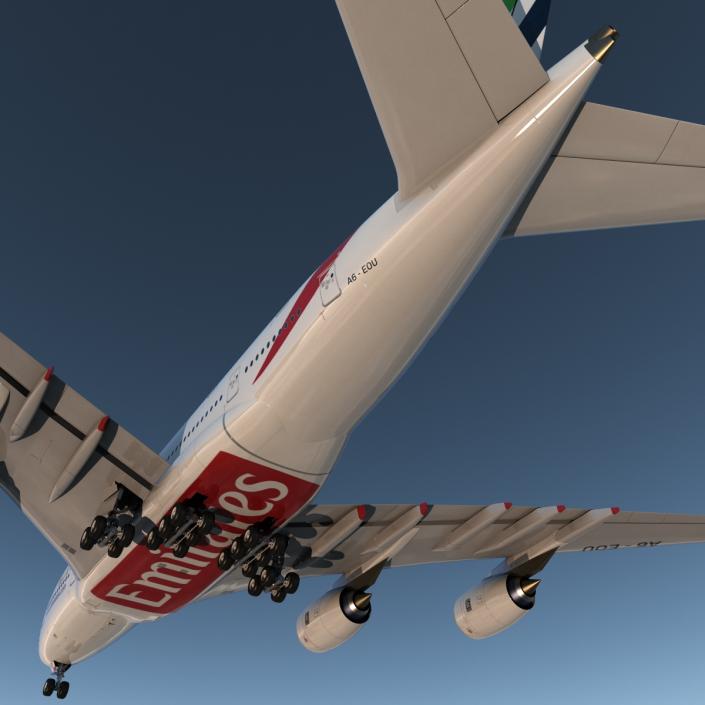 3D Airbus A380-800 Emirates Rigged