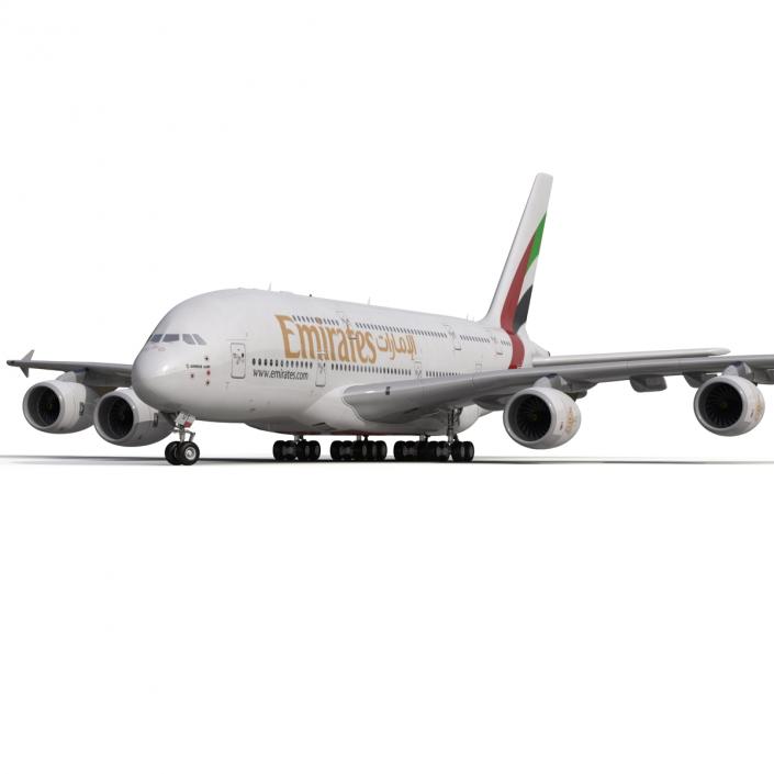 3D Airbus A380-800 Emirates Rigged