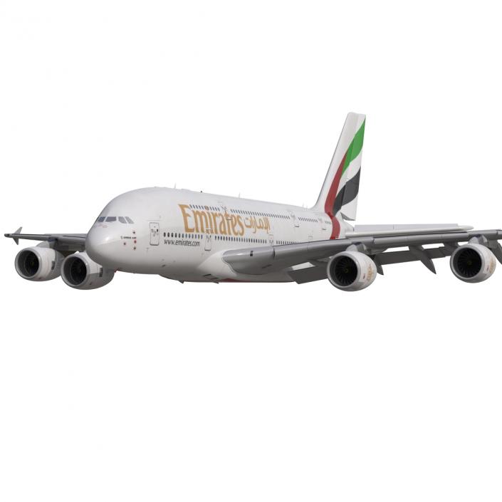 3D Airbus A380-800 Emirates Rigged