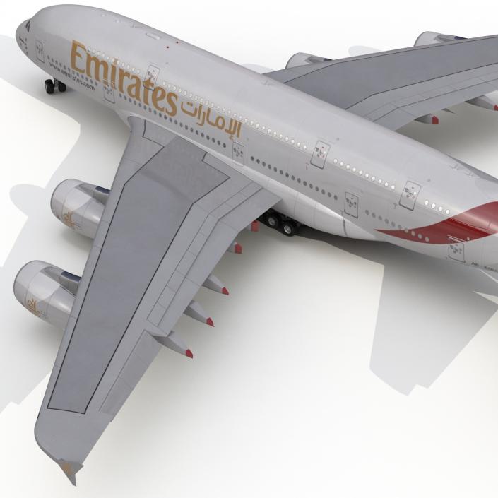 3D Airbus A380-800 Emirates Rigged