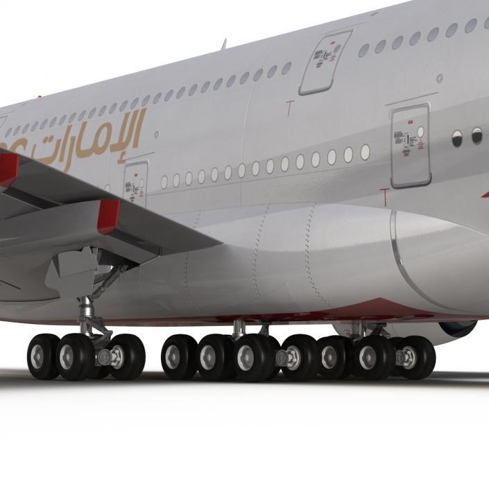 3D Airbus A380-800 Emirates Rigged