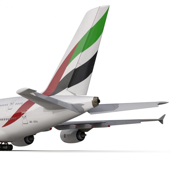 3D Airbus A380-800 Emirates Rigged