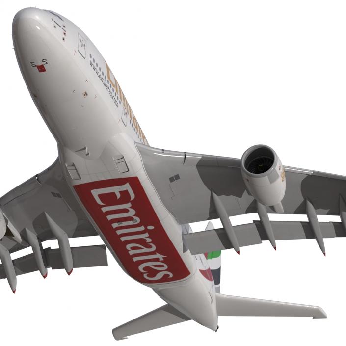 3D Airbus A380-800 Emirates Rigged