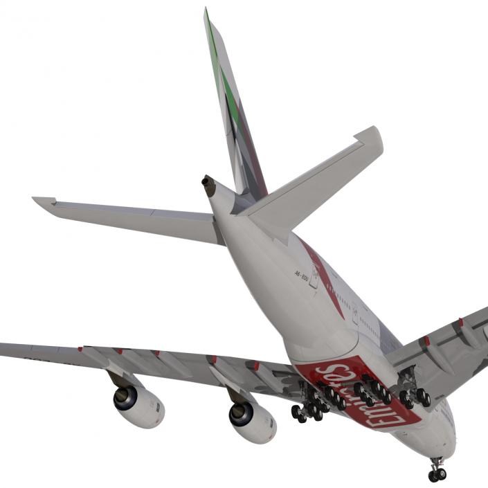 3D Airbus A380-800 Emirates Rigged