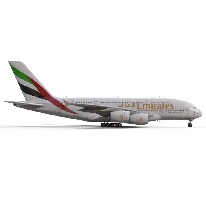 3D Airbus A380-800 Emirates Rigged