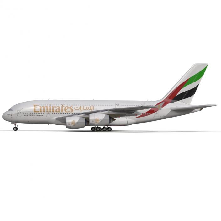 3D Airbus A380-800 Emirates Rigged