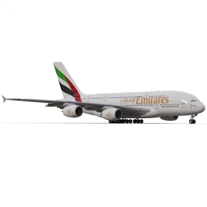 3D Airbus A380-800 Emirates Rigged