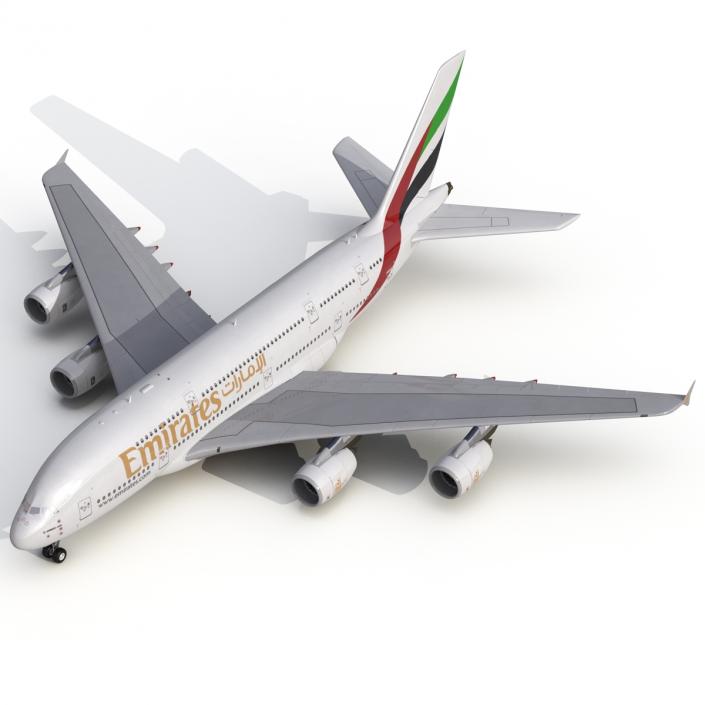 3D Airbus A380-800 Emirates Rigged