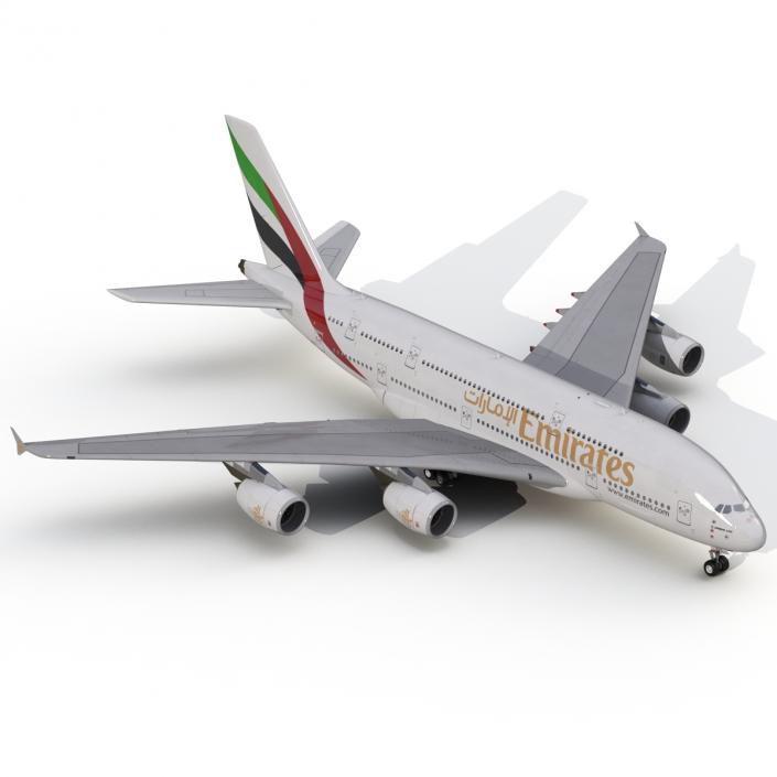 3D Airbus A380-800 Emirates Rigged