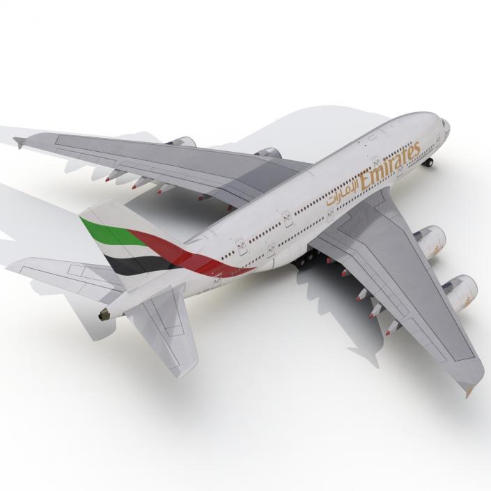 3D Airbus A380-800 Emirates Rigged