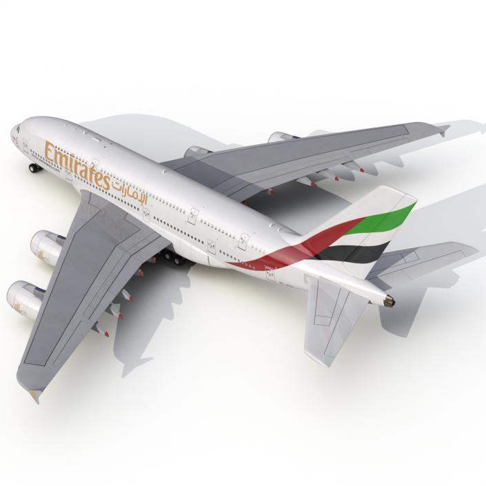 3D Airbus A380-800 Emirates Rigged