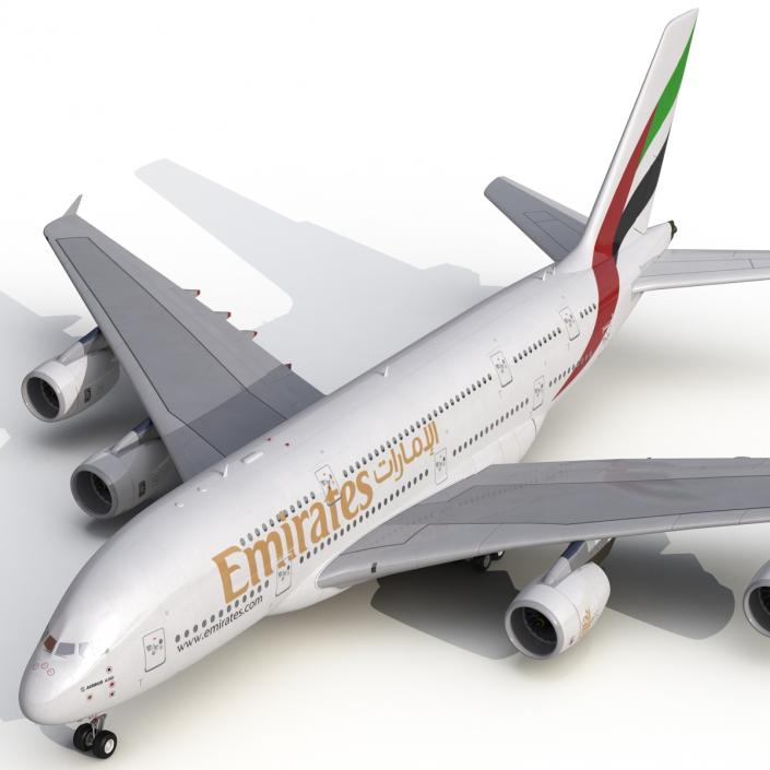 3D Airbus A380-800 Emirates Rigged